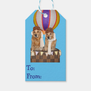 Golden Retriever Hot Air Balloon Pilots Gift Tags