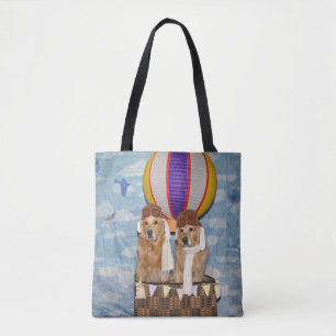Golden Retriever Hot Air Balloon Pilots Tote Bag