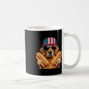 Golden Retriever Hotdog 4th Of July American Flag  Coffee Mug