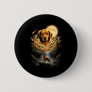Golden retriever howling to the moon funny dog 6 cm round badge