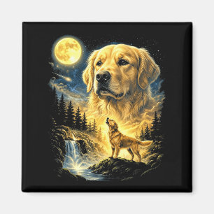Golden retriever howling to the moon meme funny magnet