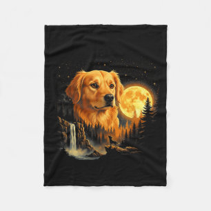Golden retriever howling to the moon vintage funny fleece blanket