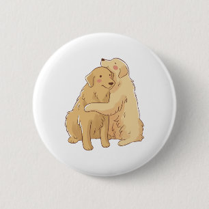 Golden Retriever hug    6 Cm Round Badge