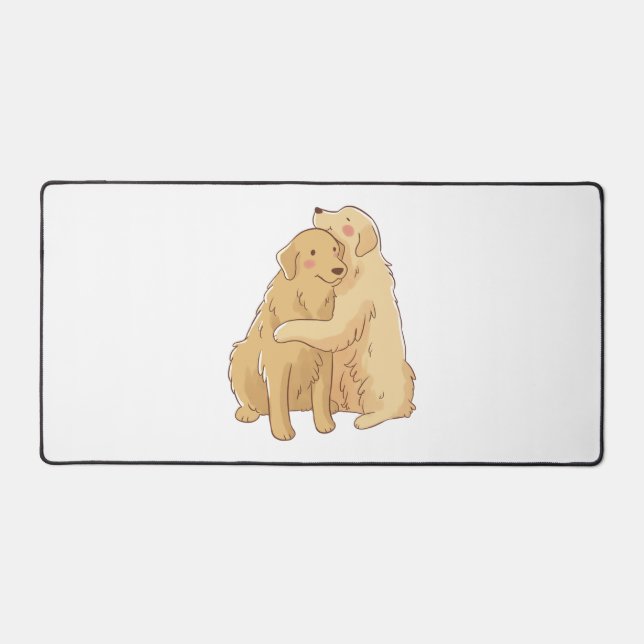 Golden Retriever hug    Desk Mat (Front)