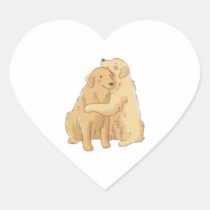 Golden Retriever hug    Heart Sticker