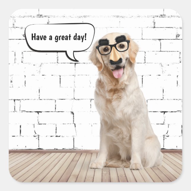 Golden Retriever Humour Square Sticker (Front)