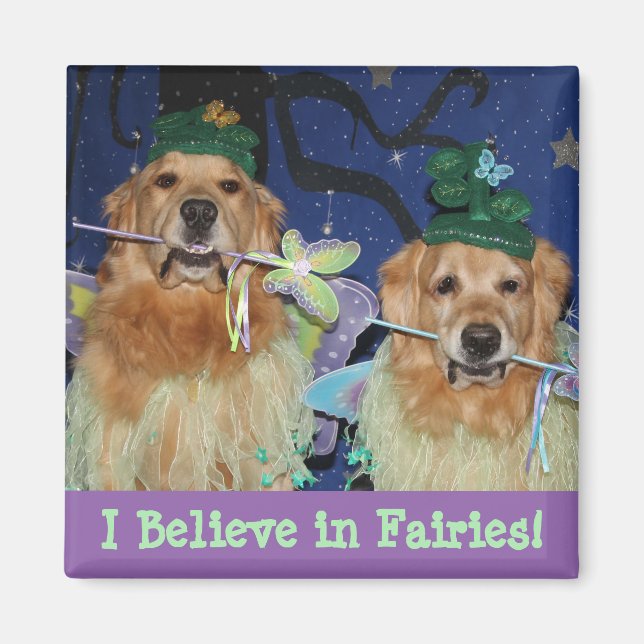 Golden Retriever I Believe in Fairies Magnet (Front)