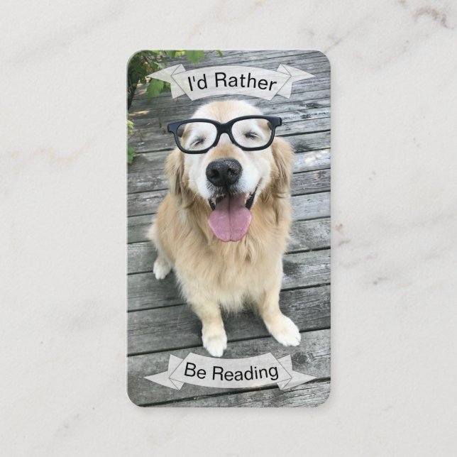 Golden Retriever I'd Rather Be Reading Bookmark Business Card (Front)