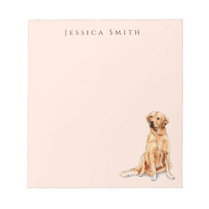 Golden Retriever illustration on Pink Notepad