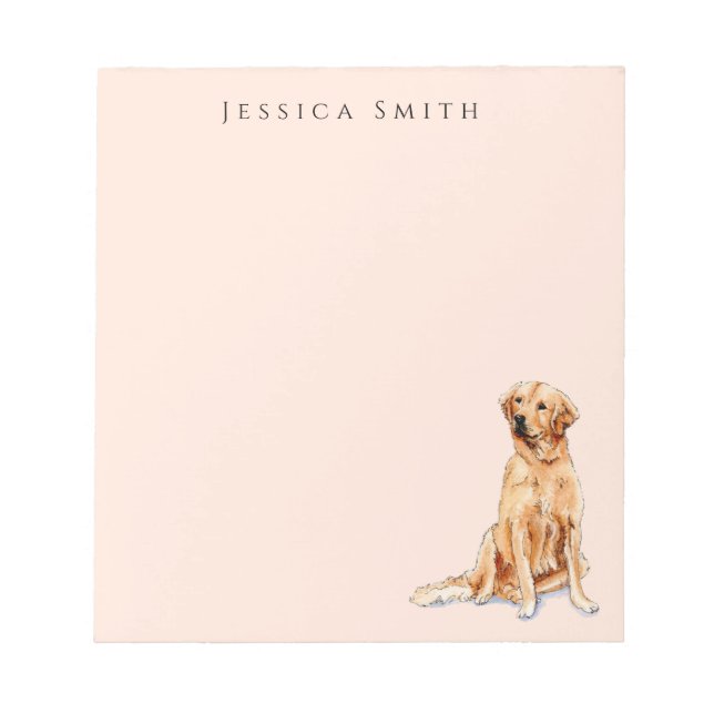 Golden Retriever illustration on Pink Notepad (Front)