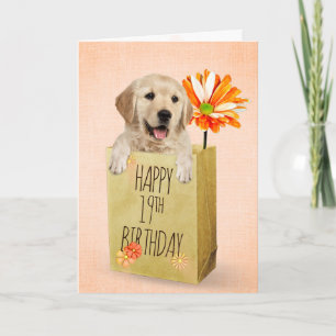Golden Retriever in 19th Birthday Bag Card