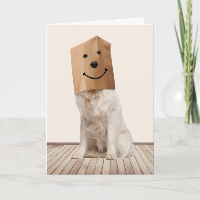 Golden Retriever In a Bag Birthday Humour Card (Front)
