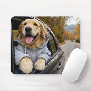 Golden Retriever in a Car Window Mouse Pad