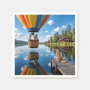 Golden Retriever in a Hot Air Balloon Napkin