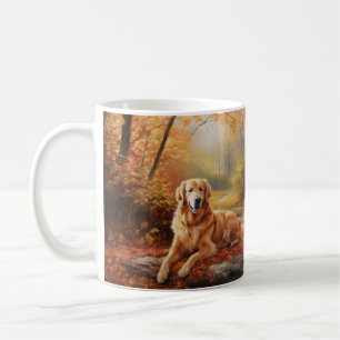 Golden Retriever in Autumn Leaves Fall Inspire  Coffee Mug