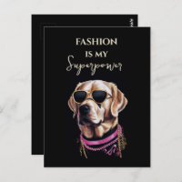 Golden retriever in black glasses in gold chains