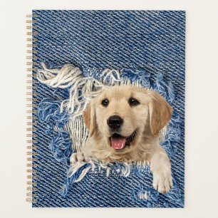Golden Retriever in Blue Jean Hole  Planner