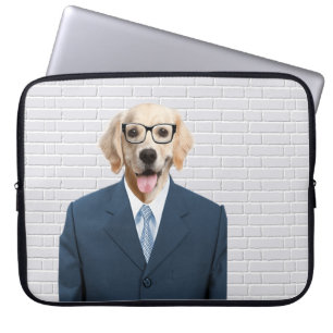 Golden Retriever in Business Suit  Laptop Sleeve