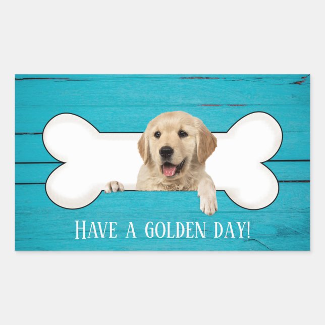 Golden Retriever in dog bone Rectangular Sticker (Front)