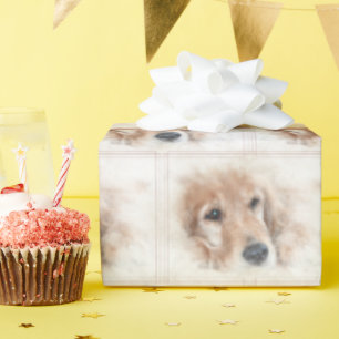 Golden Retriever In Frame Wrapping Paper