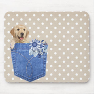 Golden Retriever in Jean Pocket Mouse Pad