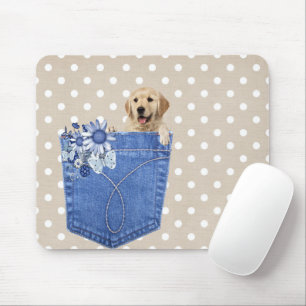 Golden Retriever In Jean Pocket Mouse Pad