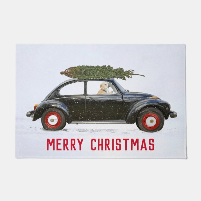 Golden Retriever in Old Car Doormat (Front)