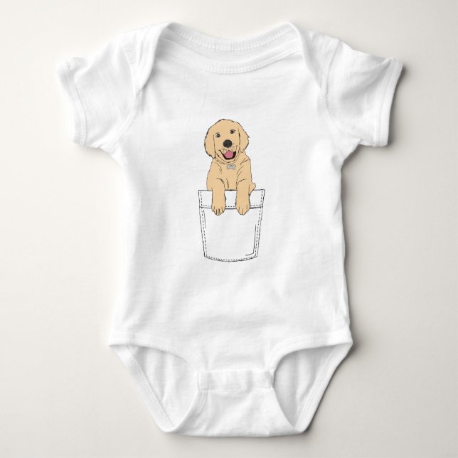 Golden Retriever in Pocket Clipart Cute Puppy Clip Baby Bodysuit (Front)