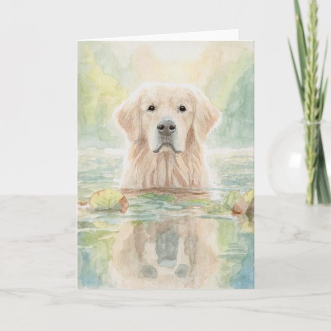 Golden Retriever in Pond Greeting Card (Front)