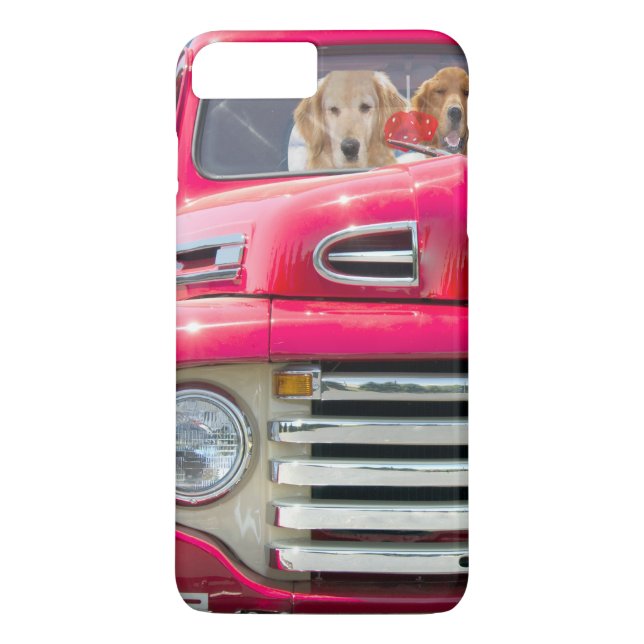 golden retriever in red retro truck Case-Mate iPhone case (Back)