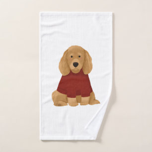 Golden Retriever in Red Sweater Hand Towel