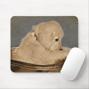 Golden Retriever in Retro Washtub Mouse Pad