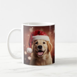 Golden Retriever in Santa Hat Coffee Mug