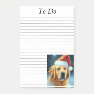 Golden Retriever in Santa Hat Post-it Notes