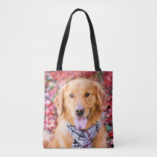 Golden Retriever In Scarf Tote Bag