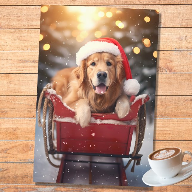 Golden Retriever in Sleigh 2 Decoupage Paper (Creator Uploaded)