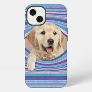 Golden Retriever In Striped Hole iPhone 13 Case
