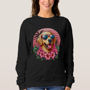 Golden Retriever In Sunglasses Flower Chain Tropic Sweatshirt