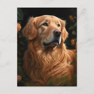Golden Retriever in the Garden - Postcard