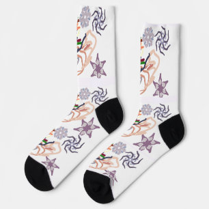 Golden retriever in winter socks