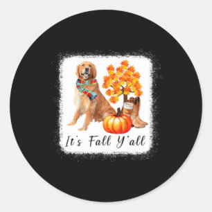 Golden Retriever It'S Fall Y'All Pumpkins Hallowee Classic Round Sticker