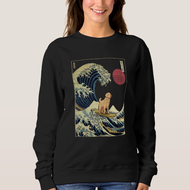 Golden Retriever Japanese Kanagawa Wave  Surf Dog Sweatshirt (Front)
