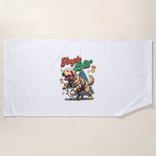 Golden Retriever Jingle Bell Santa Christmas Holid Beach Towel