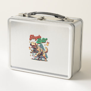 Golden Retriever Jingle Bell Santa Christmas Holid Metal Lunch Box