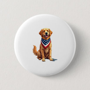 Golden Retriever July 4th Vintage Patriotic Tee 2 6 Cm Round Badge
