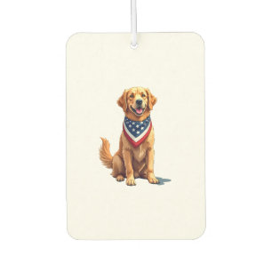 Golden Retriever July 4th Vintage Patriotic Tee 2 Car Air Freshener