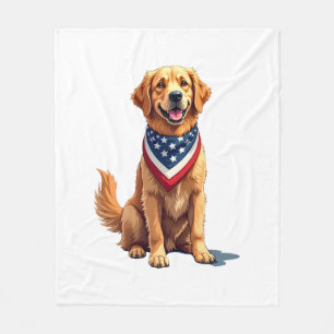 Golden Retriever July 4th Vintage Patriotic Tee 2 Fleece Blanket