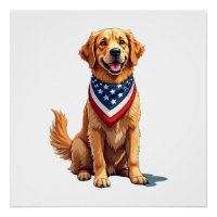 Golden Retriever July 4th Vintage Patriotic Tee 2