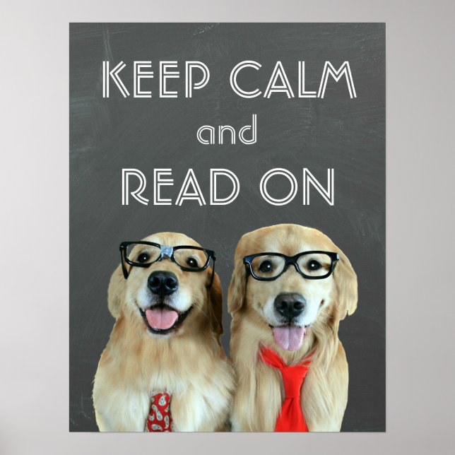 Golden Retriever Keep Calm Read On Classroom Poster (Front)