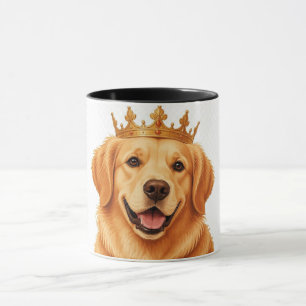 Golden Retriever King Portrait – Cute Dog Crown, R Mug